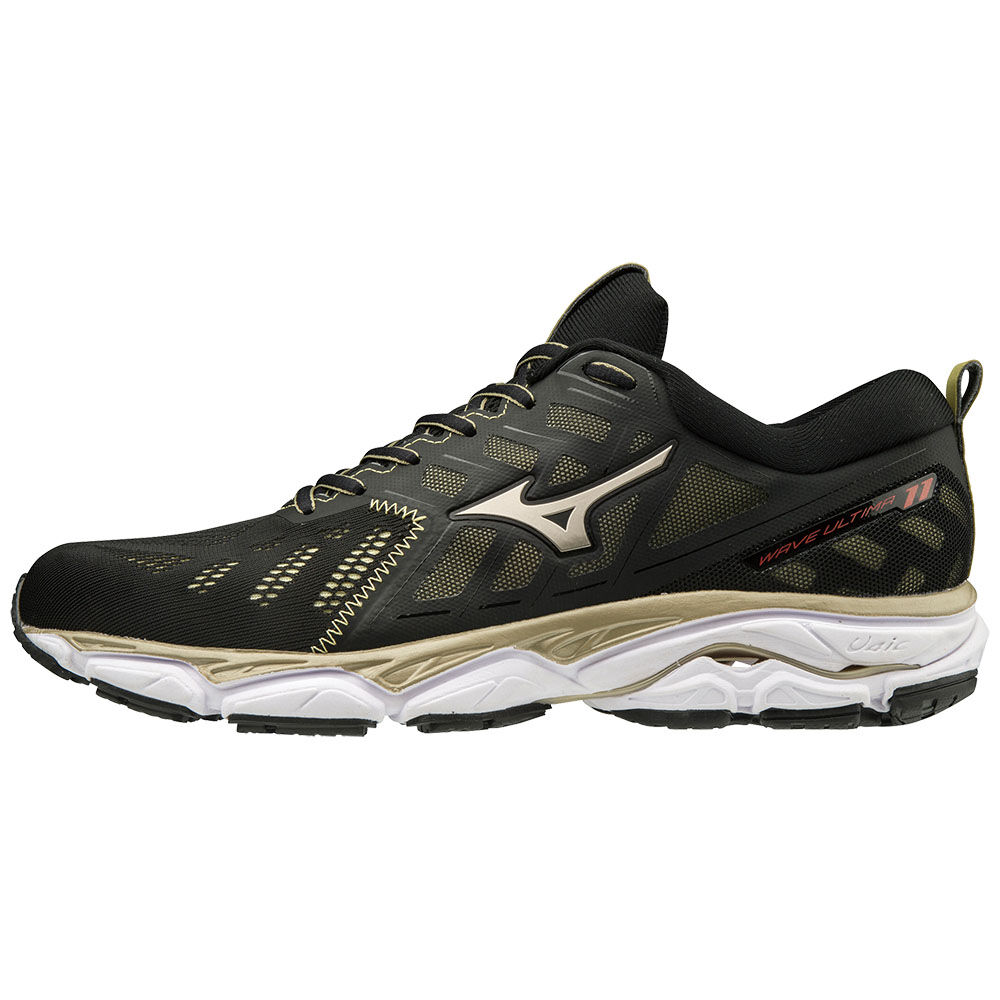 Mens Mizuno WAVE ULTIMA 11 AMSTERDAM Running Shoes Black/Gold/White Philippines (HSDKOM823)